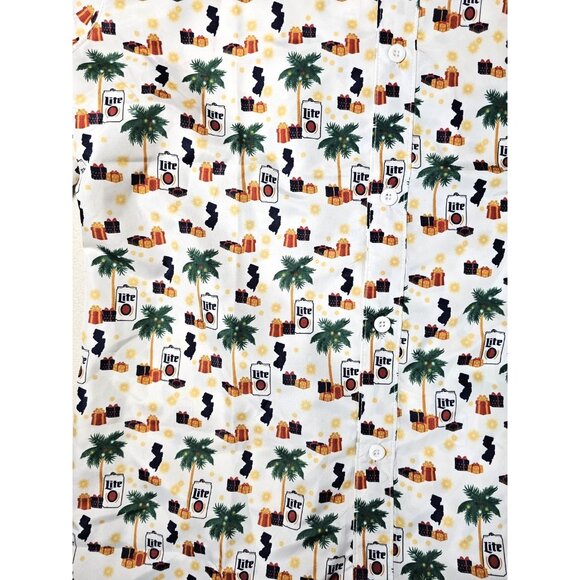 Miller Lite NJ Holiday Men's Button Down HAWAIIAN Shirt Medium - Picture 7 of 9